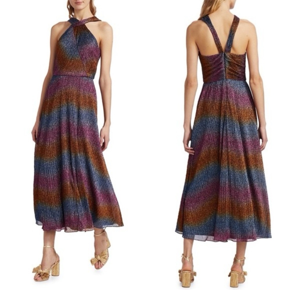 Monique Lhuillier Rainbow Metallic Dress